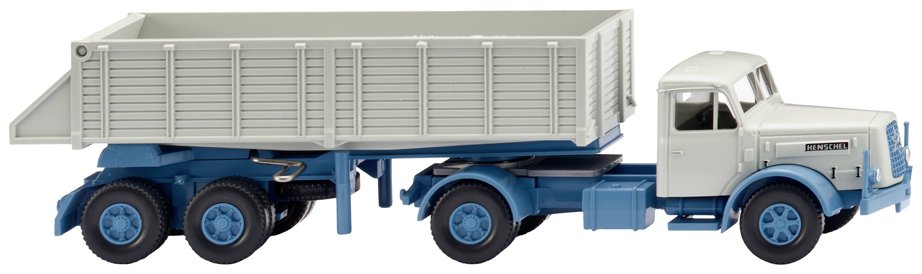 Wiking 067711 H0 HGV Henschel Rear tipper truck, light blue / papyrus white