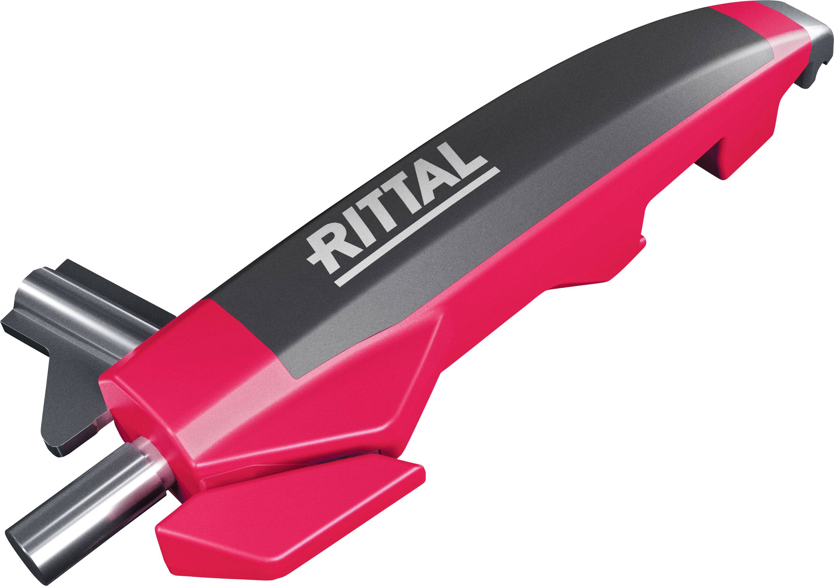 A red, ergonomic tool with the 'RITTAL' print in white, is presented against a light background.