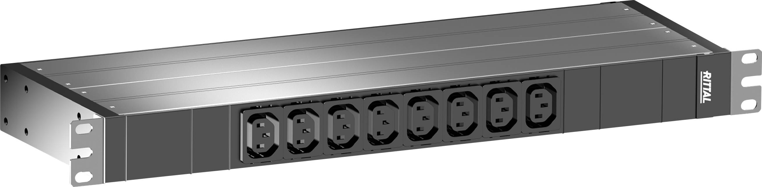 A black, rectangular rack-mount enclosure with multiple power sockets on the front, suitable for server rooms.