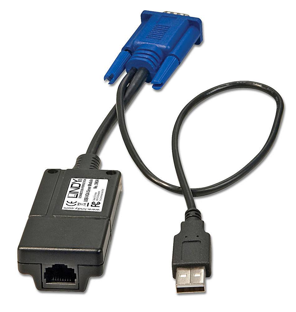 USB to Serial Interface Adapter with blue VGA port on one side and USB plug on the other side.