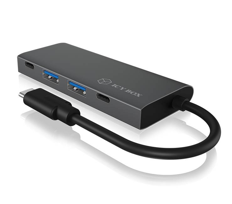 ICY BOX IB-HUB1428-C31 4 ports USB-C® (USB 3.2 2nd Gen) multiport hub Anthracite, Black