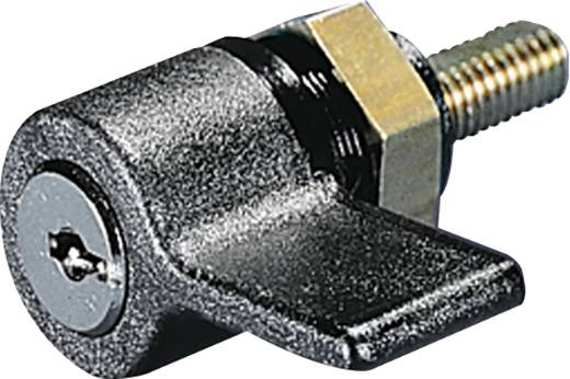 Cylindrical metal lock with a wing handle and thread, suitable for cabinets or lockers.