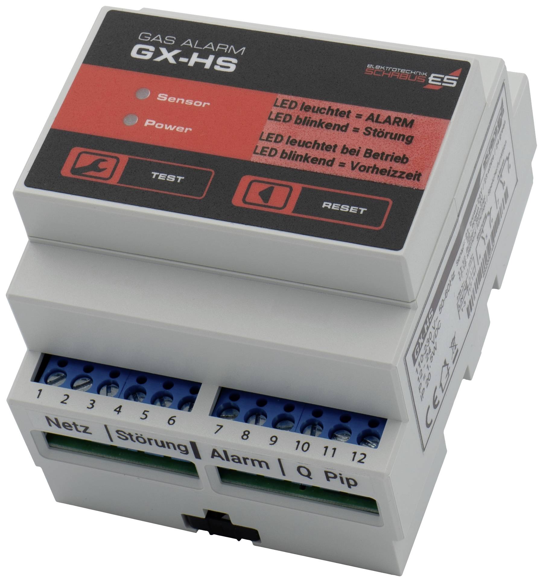 Schabus GX-HS Gas and CO detector mains-powered detects Methane, Butane, Propane, Ethanol, Carbon dioxide, Coolants / freezing