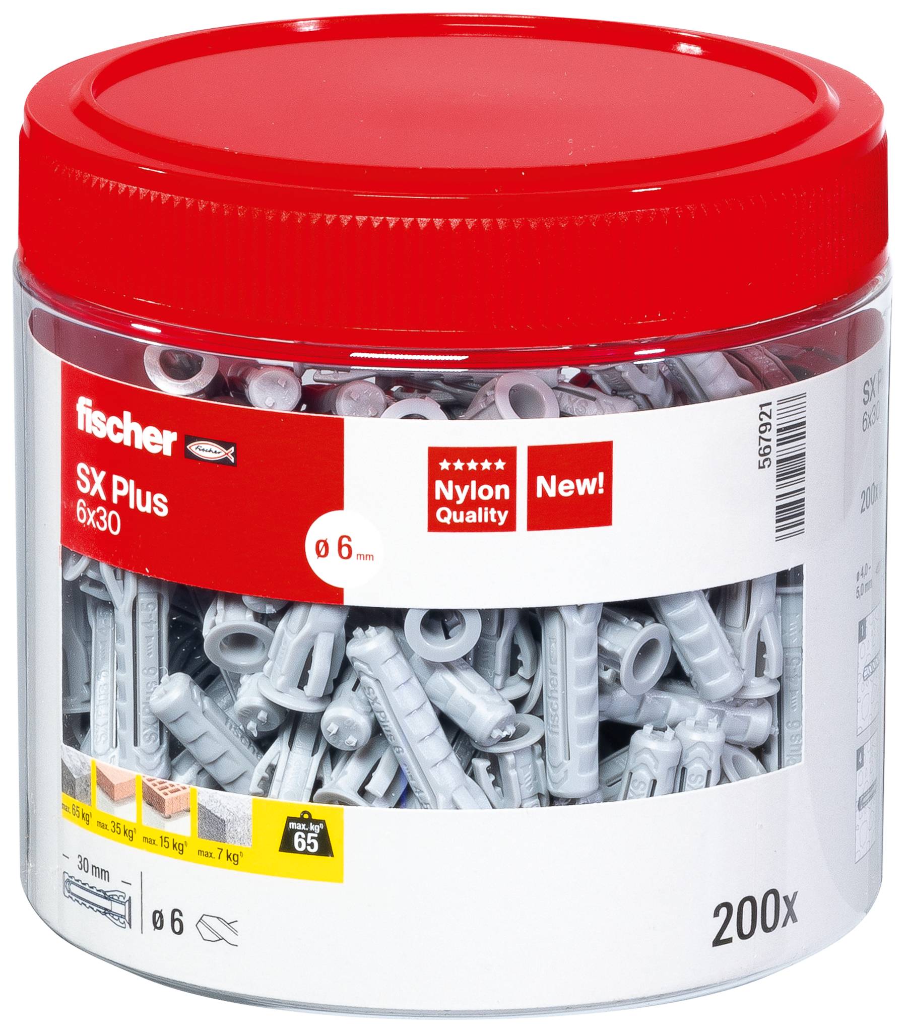 Fischer plastic wall plugs with two wings, suitable for concrete or brick walls for securely mounting objects.