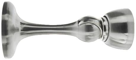 Magnetic Door Stopper in Silver, comprising two parts that hold a door open when brought together.