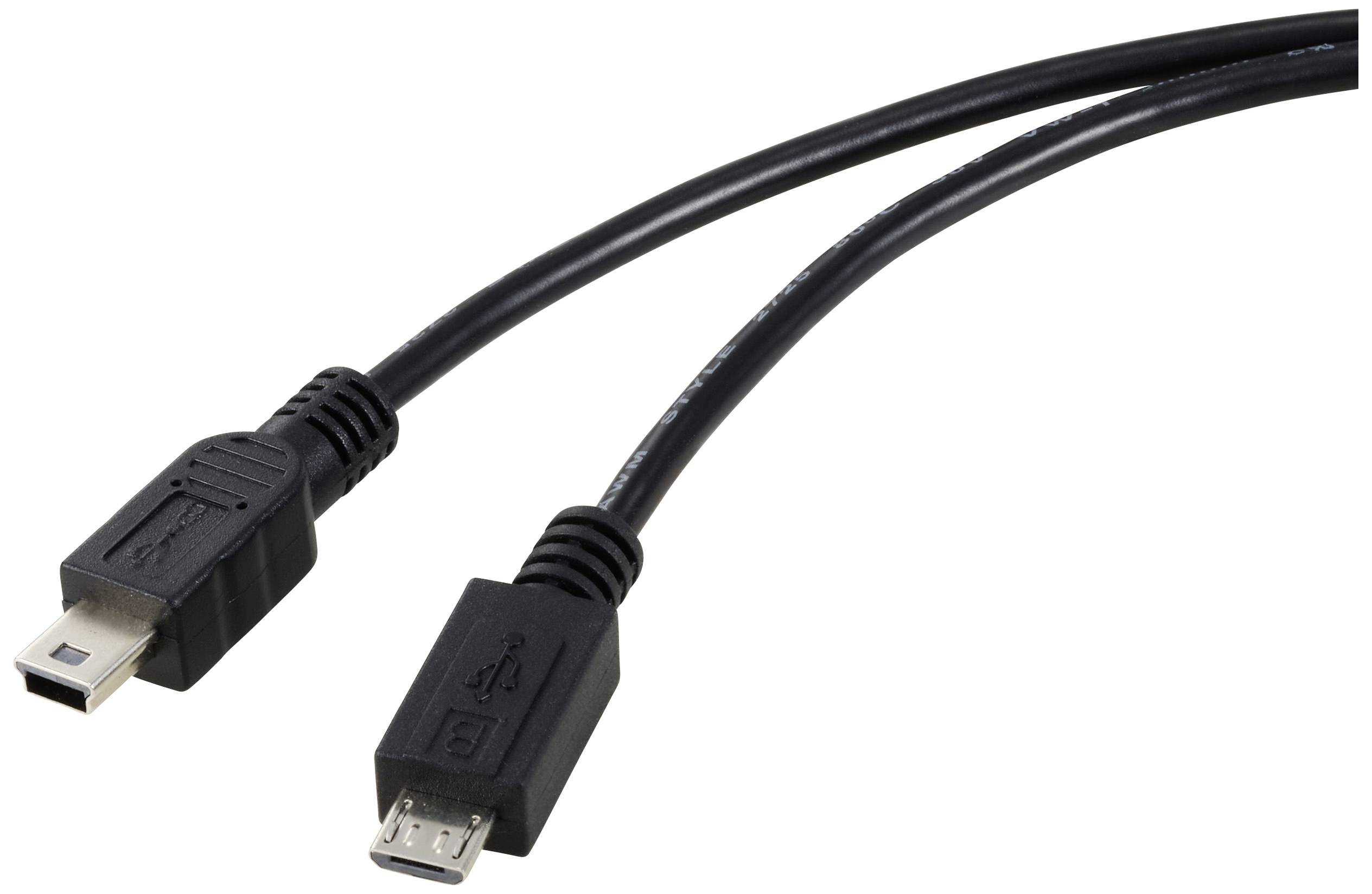 Two black USB cables: one with a Mini-USB connector and one with a Micro-USB connector.
