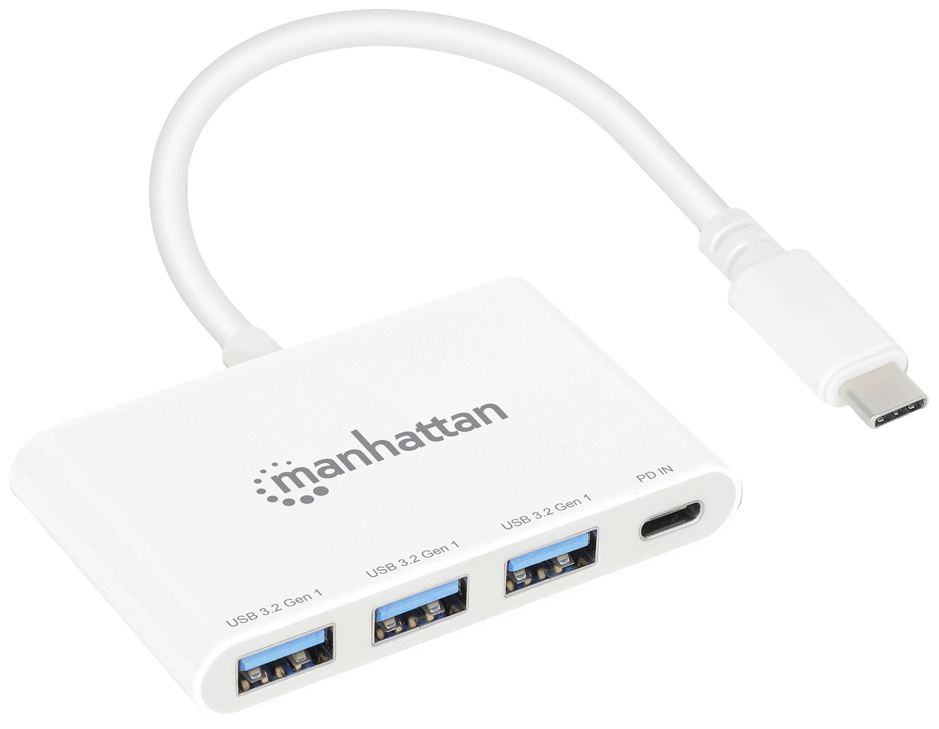 Manhattan 168434 USB 3.1 hub (1st Gen) + USB C connector White
