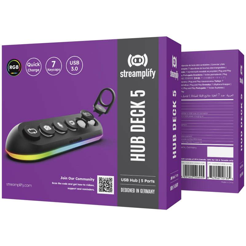 Streamplify HUB DECK 5 RGB controller Black, RGB