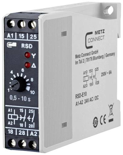 Metz Connect 11016013270317 RSD-E10 Star delta relay 24 V AC, 24 V DC 1 pc(s) 2 change-overs