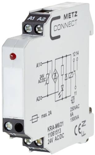 Coupler module 24, 24 V AC, V DC (max) 1 change-over Metz Connect 11061513 1 pc(s)