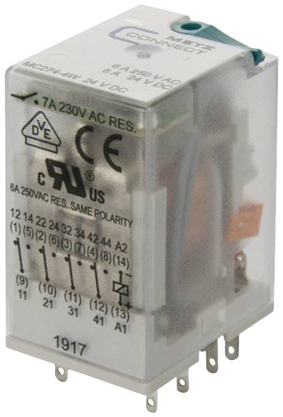 Metz Connect 110017251407 Plug-in relay 24 V DC 7 A 4 change-overs 1 pc(s)