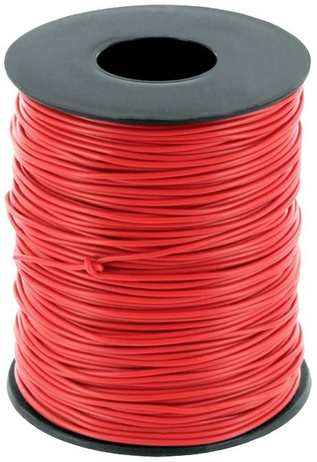 A large reel of red wire, coiled and ready for electrical applications or DIY projects.