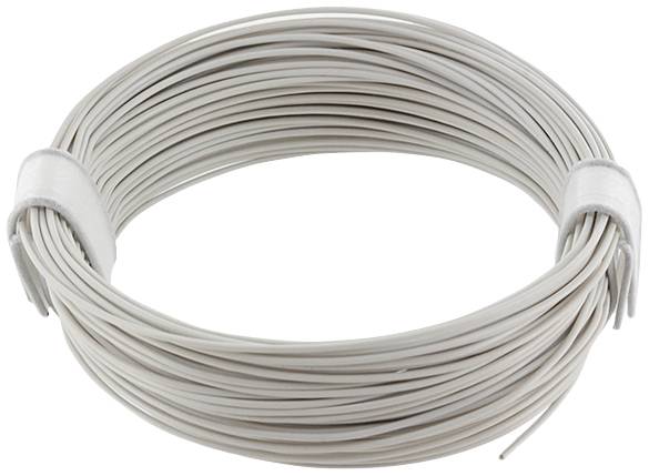 A roll of grey, insulated cable, compactly coiled, used for electrical installations or repairs.