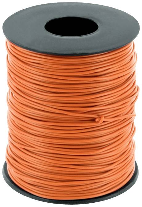 Large coil with orange cable, tightly wound.