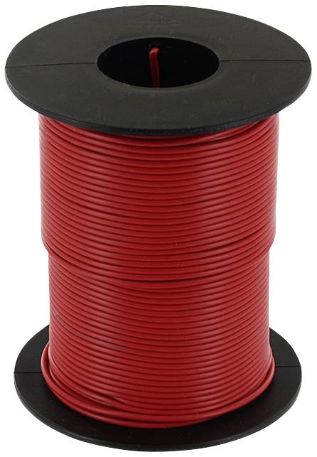 Reel with red wire, standing vertically.