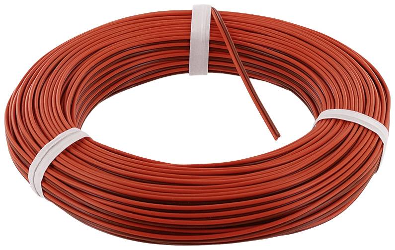 A coiled spool of red and black electrical cable.