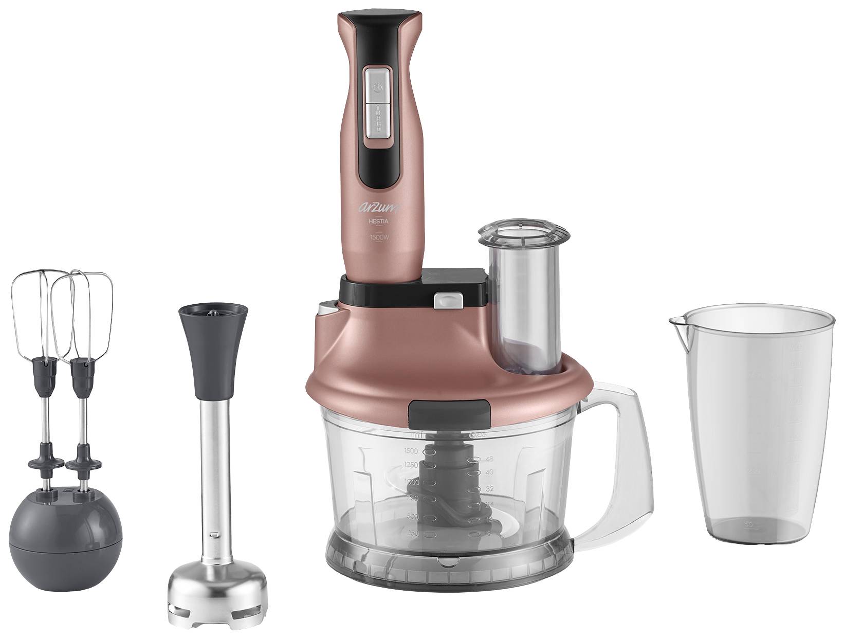 arzum AR1103 Hand-held blender 1500 W Turbo function, with ice crusher, with graduated beaker, with mixing jar Rose Gold
