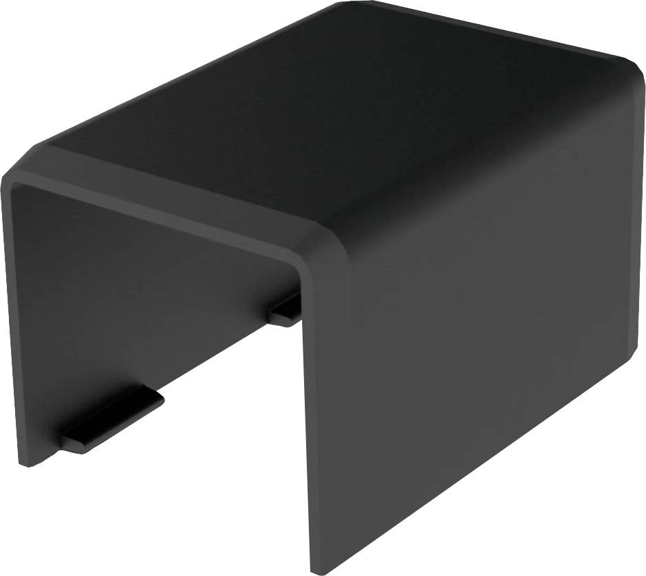 A black, rectangular object with rounded corners that looks like a small protective case.