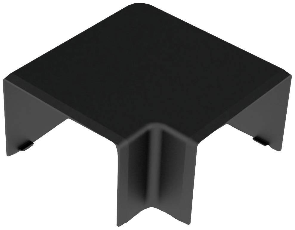 Black, rectangular plastic cover used for protecting corners and edges.