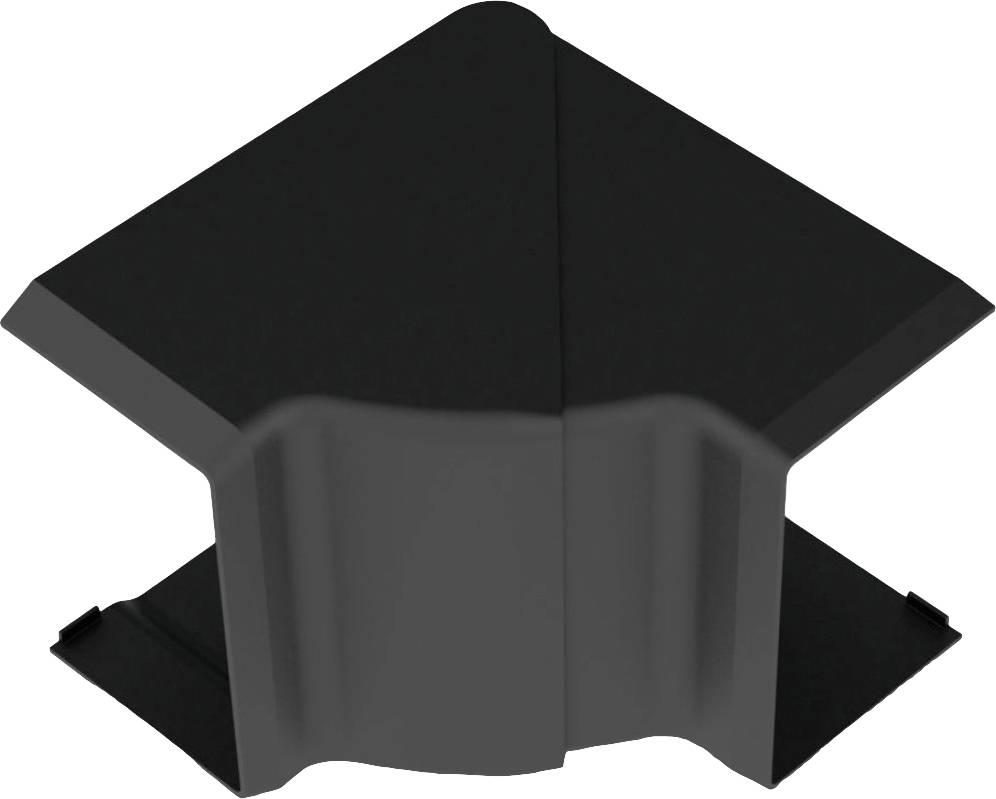 Black L-shaped connecting piece, possibly for fixing or joining structures, on a white background.
