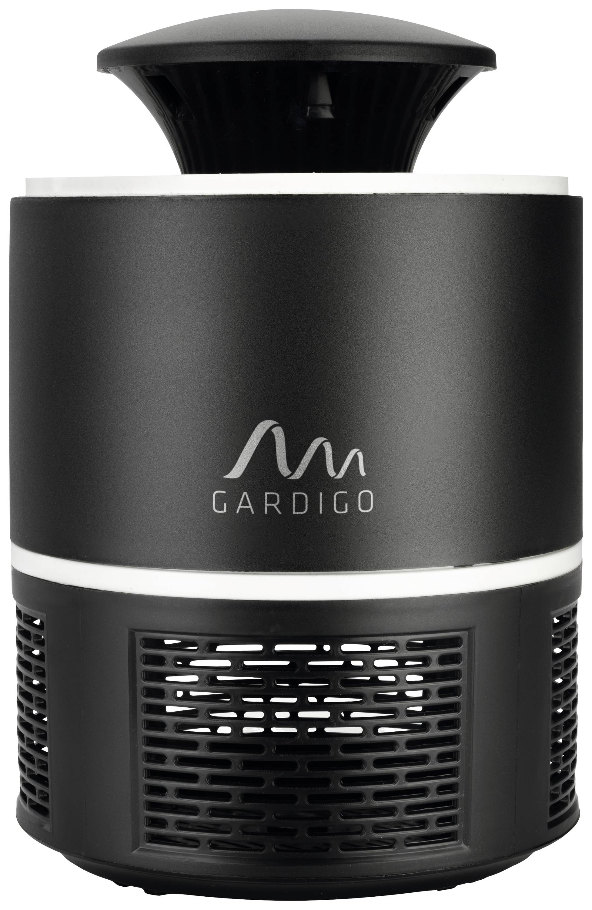 A black insect killer with a fan and grid, brand name 'Gardigo' on the front.