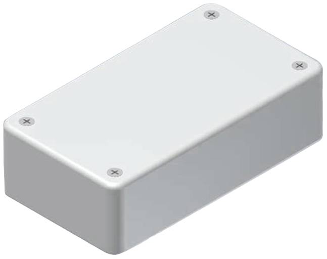 Rectangular grey enclosure with screws at the corners on the top surface.