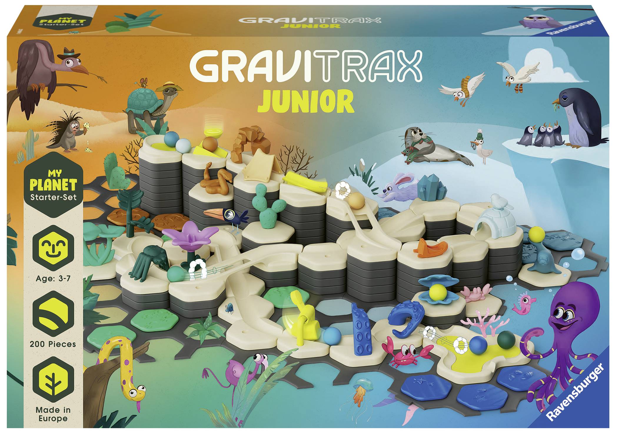 GraviTrax Junior Starter Set: Construction Kit for Children Aged 3-7 Years, Contains 200 Pieces, Focusing on Endangered Species