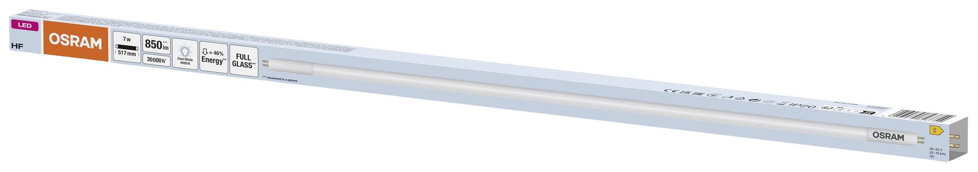 OSRAM HOMELIGHTING LED tube EEC: E (A - G) G5 Tube shape 7 W = 13 W Neutral white (Ø x L) 18.50 mm x 517 mm 1 pc(s)