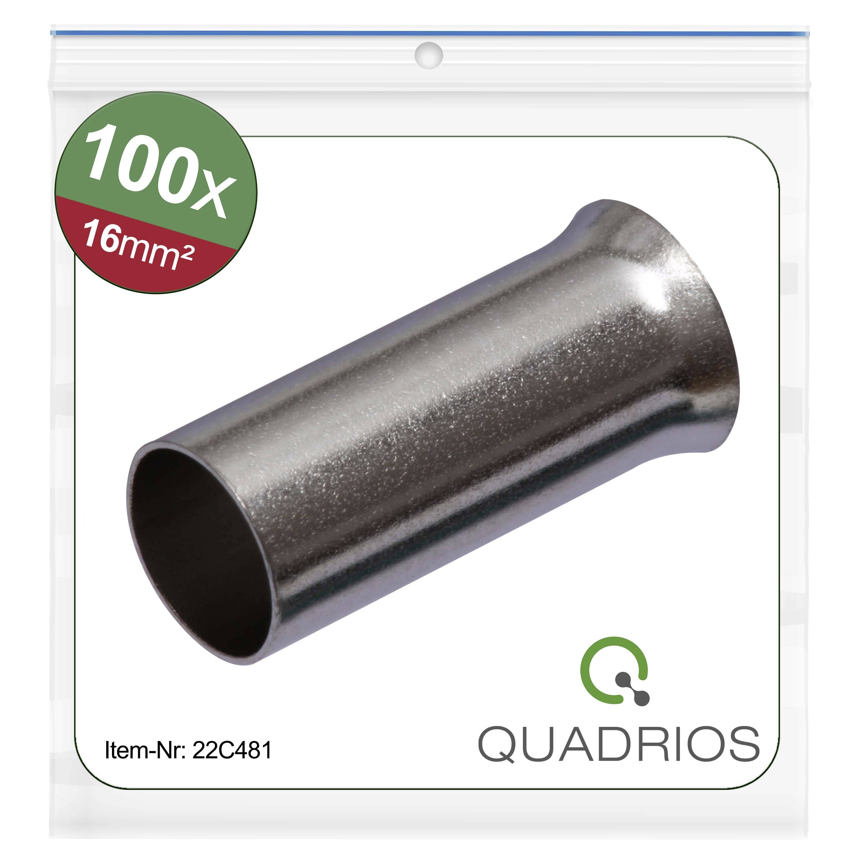 Metal sleeve in plastic packaging for electrical connections, 16 mm², 100 pieces, Article number 22C481, Brand QUADRIOS.