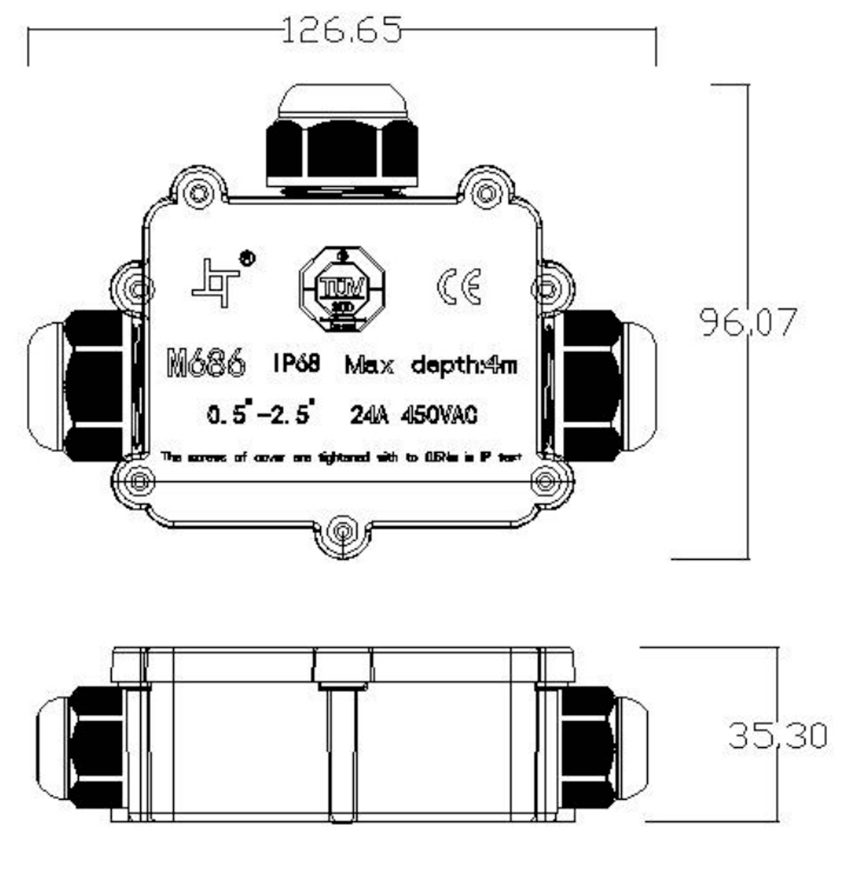 Boxexpert BXPJSGH687-2 Junction box (L x W x H) 35 x 126 x 96 mm 1 pc(s)