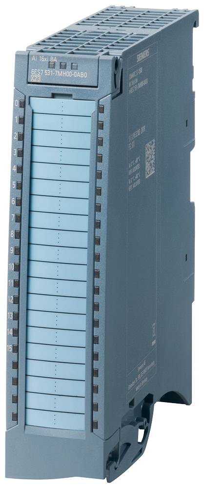 An electronic control unit with a blue front panel and numbered connections, used in industrial automation systems.