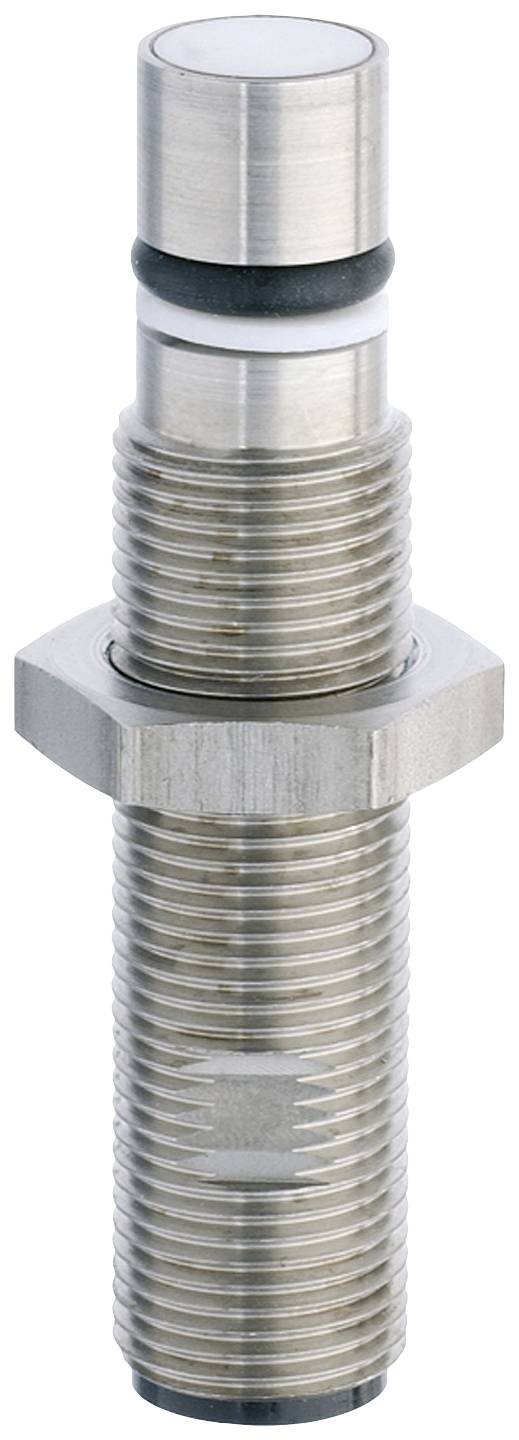 Metal cylindrical threaded connector with a smooth, rounded tip. Used in industrial applications.