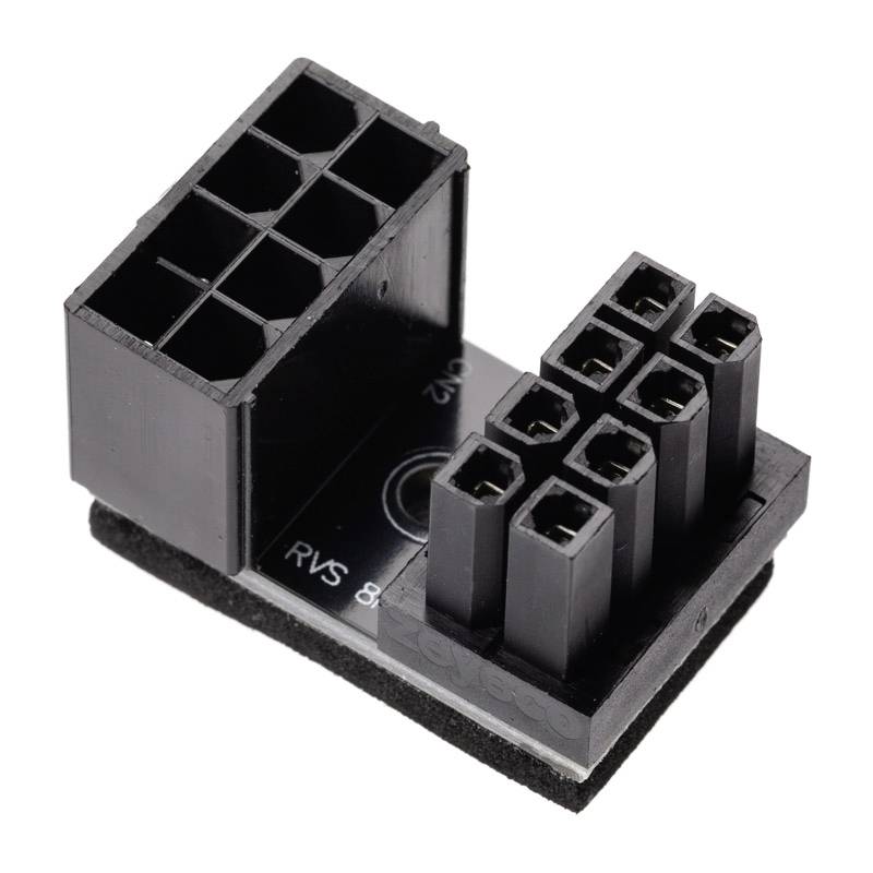 Black, rectangular connector with multiple square socket slots.