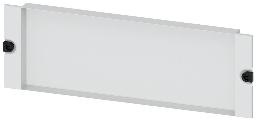 White, rectangular LED light fitting for ceiling or wall mounting with two black clips on the sides.