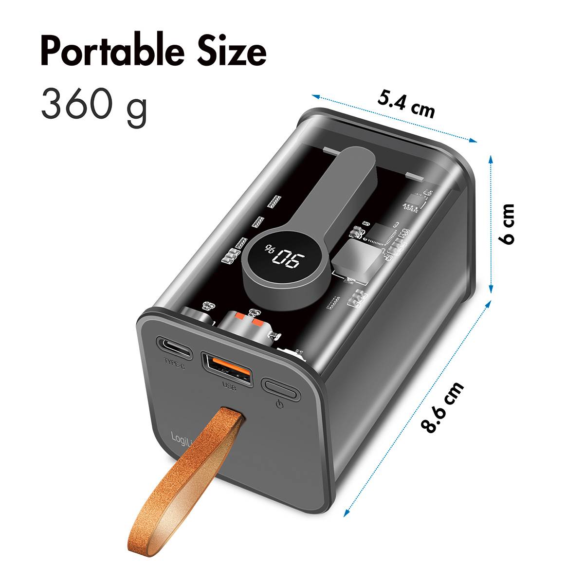 LogiLink PA0307 Battery pack 20000 mAh Li-ion Transparent