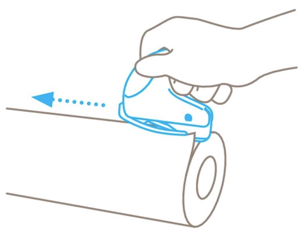 A hand is using a rolling pin with a blue line and an arrow indicating the rolling direction.