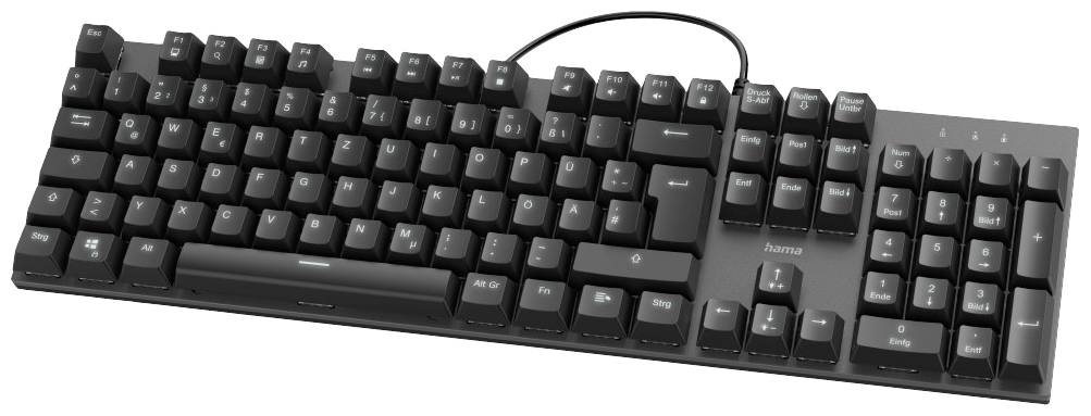 Hama MKC-650 USB Keyboard German, QWERTZ Black Multimedia buttons