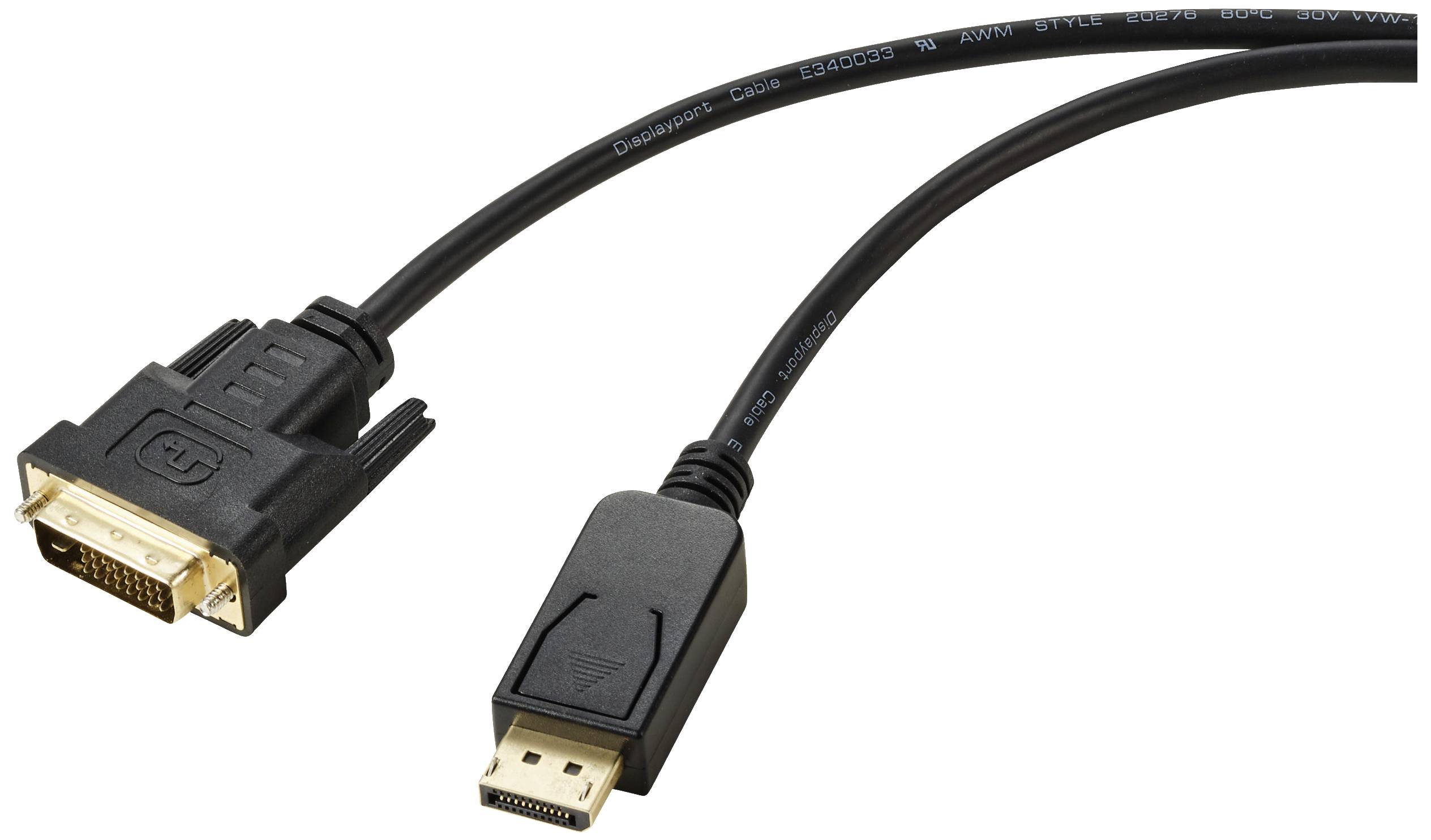 A cable with a DVI plug on one side and an HDMI plug on the other, suitable for video connections.