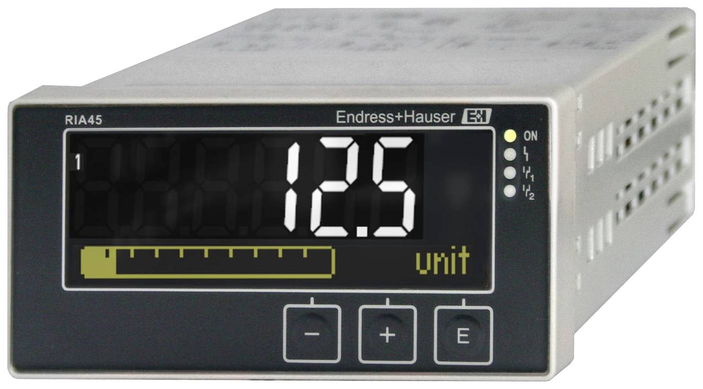 Displaying a panel meter with a digital readout of '12.5' and a bar graph beneath, with the brand name at the top.
