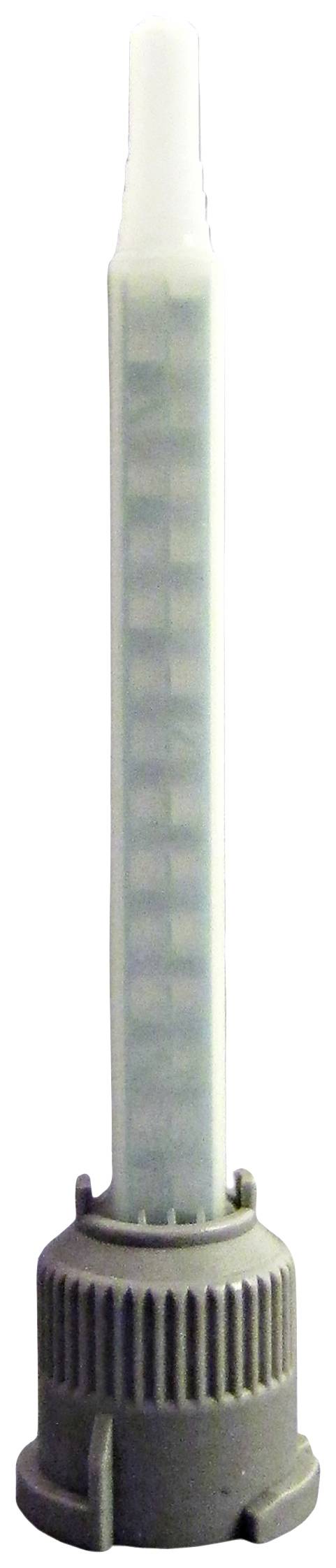 A grey mixed nozzle attachment with a ridged end, suitable for adhesive or sealant applications in craft projects.