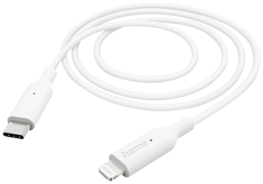 Hama USB charging cable USB 2.0 Apple Lightning plug, USB-C® plug 1.00 m White 00201598