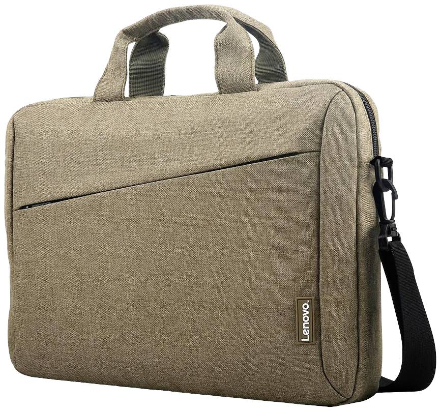 Beige laptop bag with a carry handle, a detachable shoulder strap and a zipped compartment. Lenovo brand logo visible.