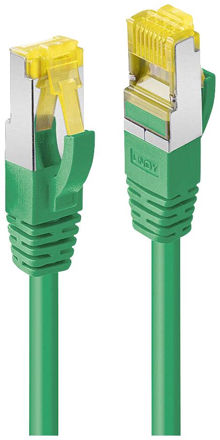 Green Ethernet cable with RJ-45 connectors at both ends, suitable for network connections.