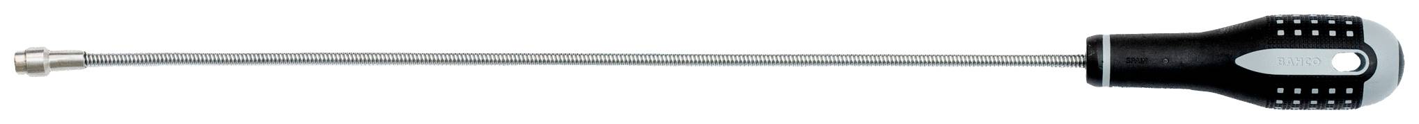 A long screwdriver with a flexible shaft and black handle. Suitable for hard-to-reach screws.