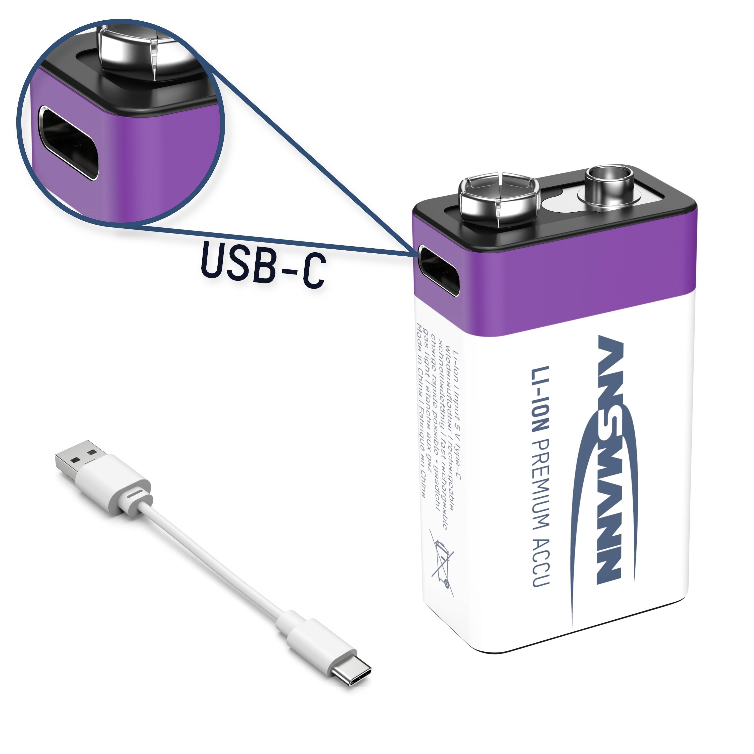 Ansmann E-Block USB-C USB-C® battery Li-ion 400 mAh 9 V 1 pc(s)