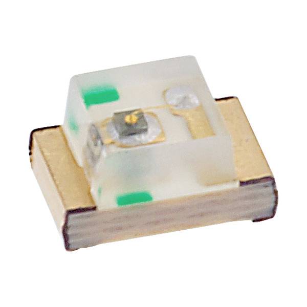 A small, square electronic component with a transparent cap on a copper-coloured base.