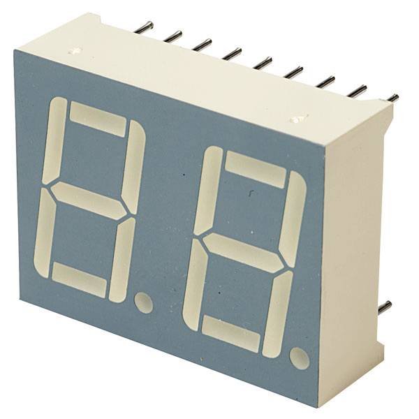 Electronic 7-segment display, showing '8.8'; white digits on a blue background. Used in digital displays.