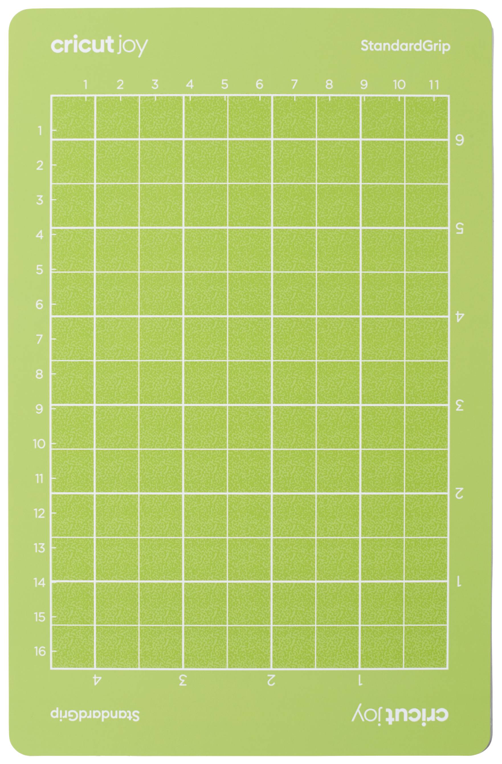 Green cutting mat with grid and markings from 1 to 12 in two rows and columns for precise cutting; suitable for Cricut Joy.
