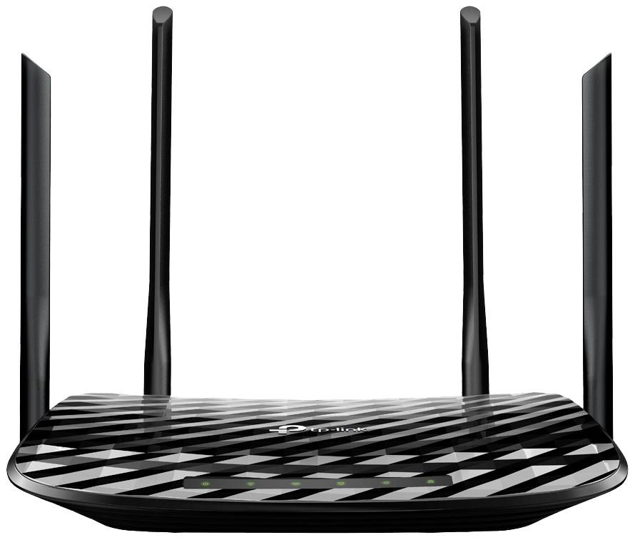 A black Wi-Fi router with four aerials, a modern interface and illuminated LED indicators at the front, symbolises strong connectivity.