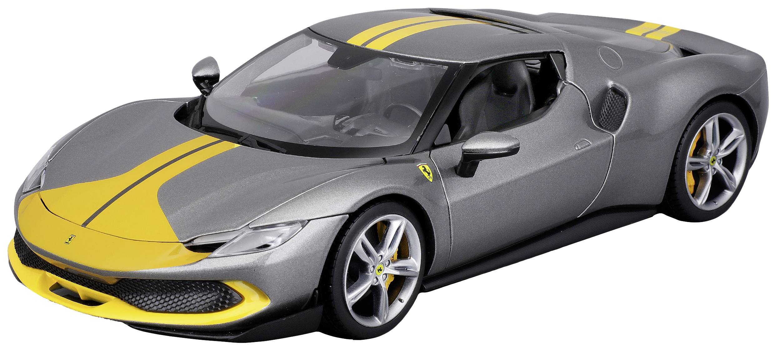 Bburago Ferrari R&P 296GTB Assetto Fiorano, grau/gelb 1:18 Model car